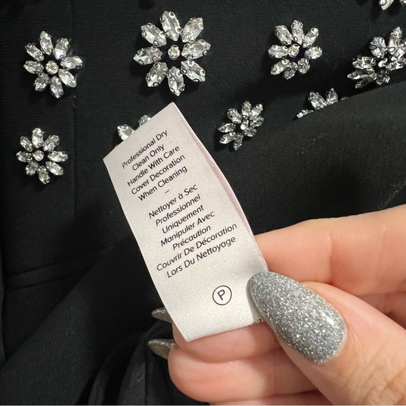 NEW NWT Cinq A Sept Loisa Crystal Embellished Crepe Blazer Jacket In Black - Picture 14 of 14
